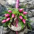 Kép 2/8 - 25 cm átmérőjű fonott alapú kopogtató -pink színben