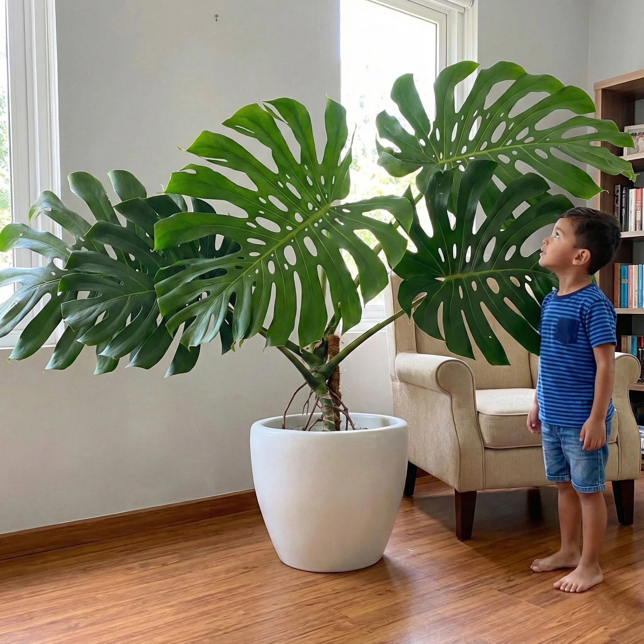 Monstera deliciosa saját szaporítású csemete, több növény egy cserépben